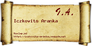 Iczkovits Aranka névjegykártya